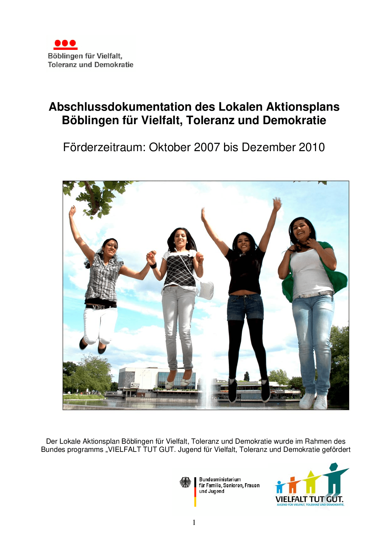 Cover von Abschlussdokumentation des Lokalen Aktionsplans Böblingen für Vielfalt, Toleranz und Demokratie. Förderzeitraum: Oktober 2007 bis Dezember 2010
