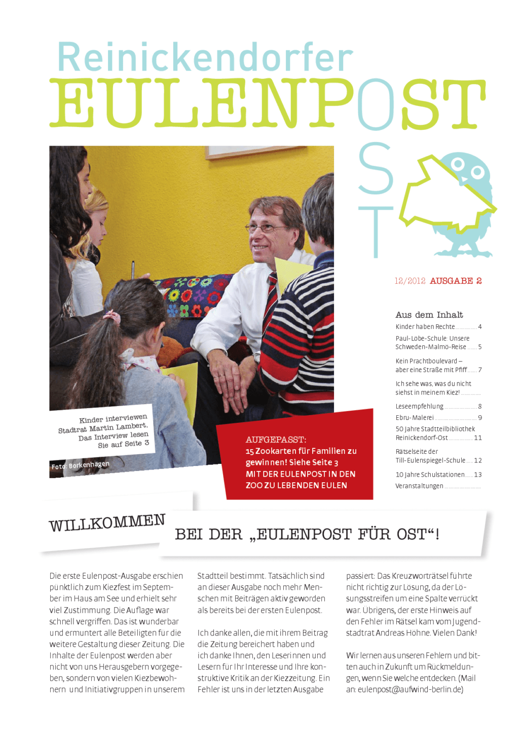 Cover von Reinickendorfer Eulenpost 12/2012. Ausgabe 2