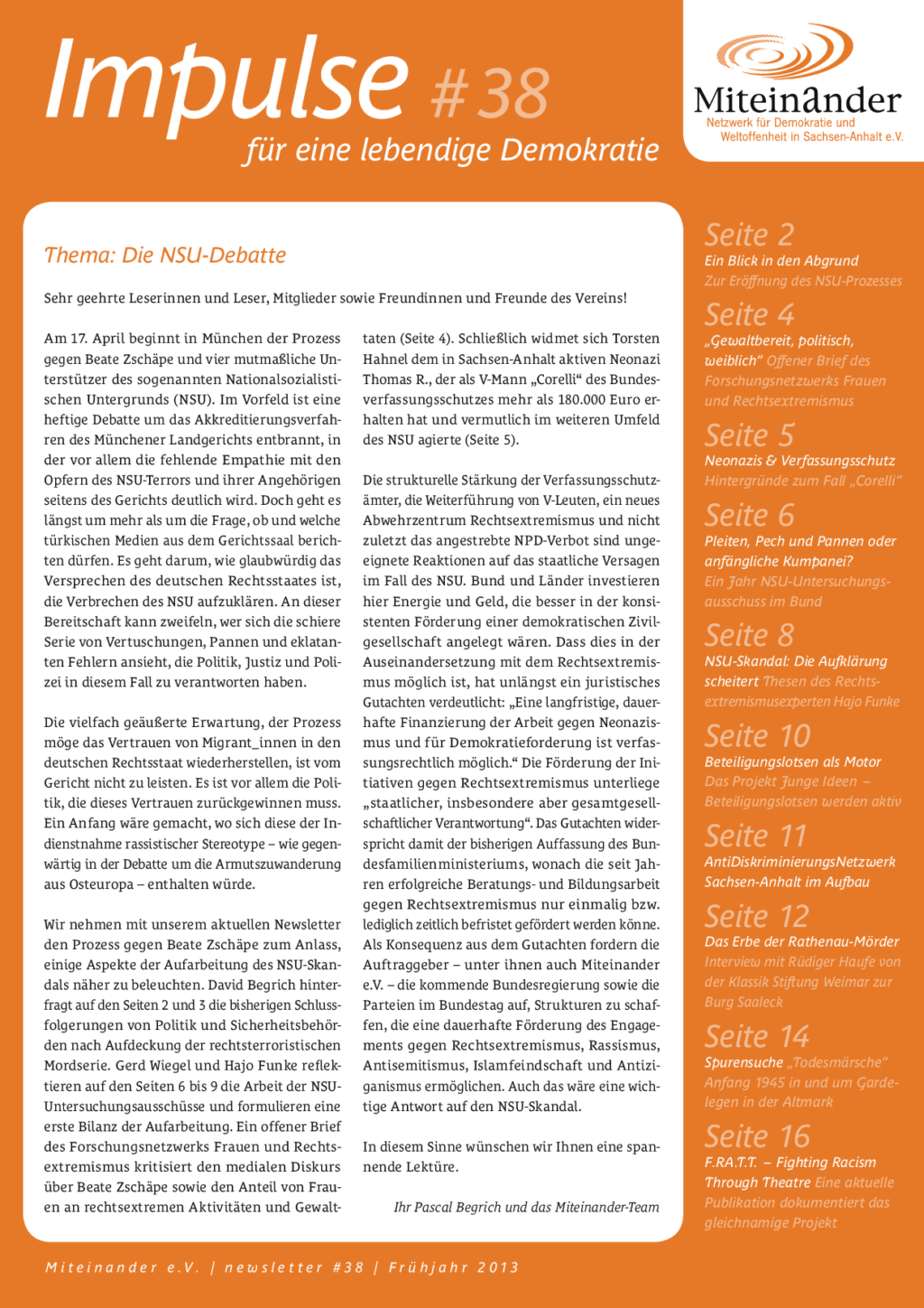 Cover von Impulse für eine lebendige Demokratie # 38. Thema: Die NSU-Debatte.