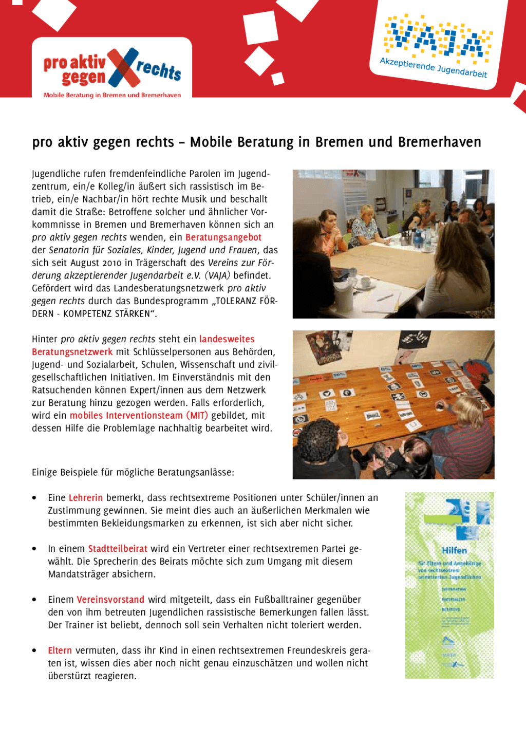 Cover von pro aktiv gegen rechts – Mobile Beratung in Bremen und Bremerhaven