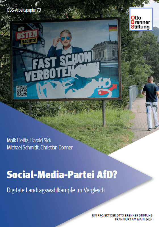 Cover von Social-Media-Partei AfD? Digitale Landtagswahlkämpfe im Vergleich. OBS-Arbeitspapier 73