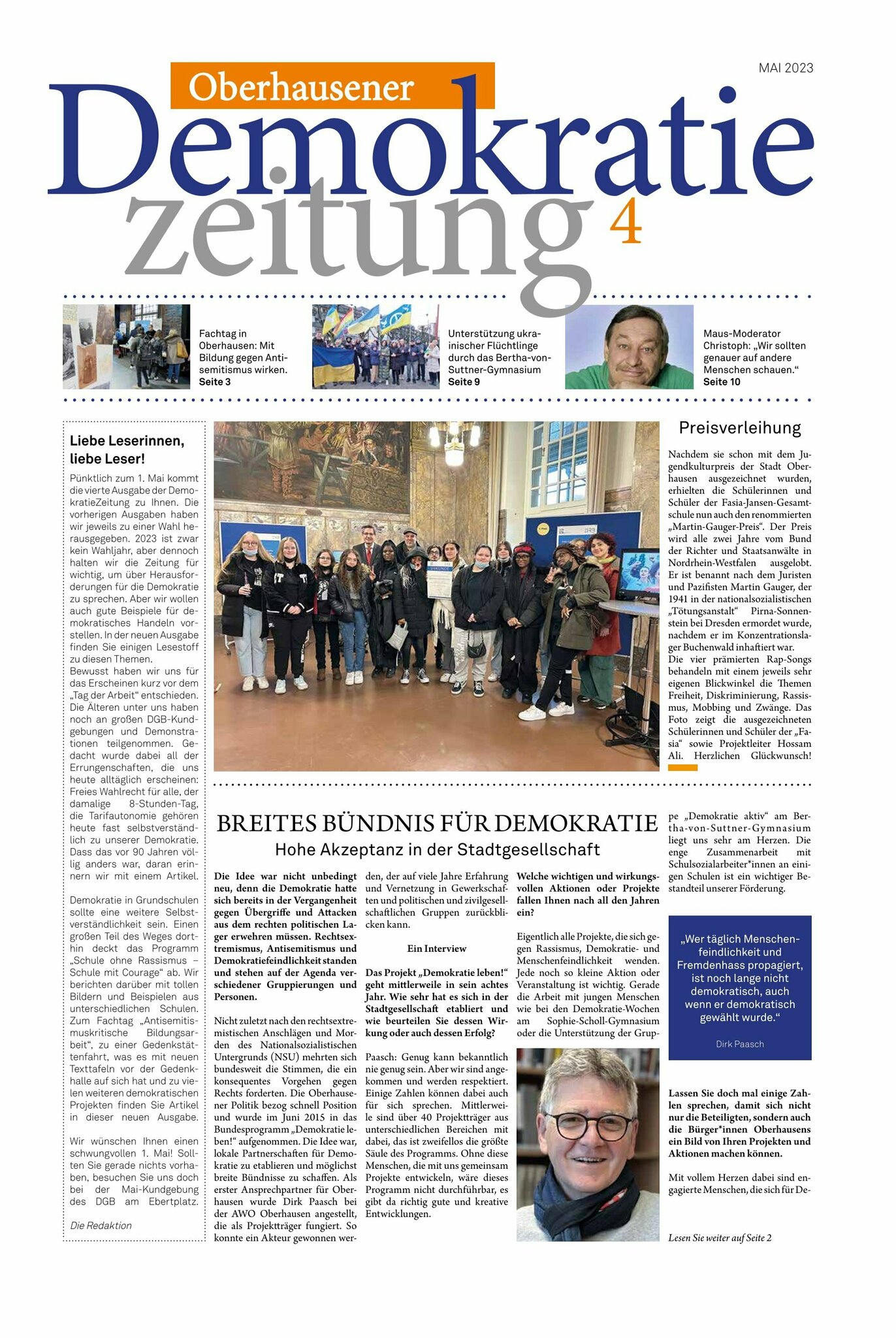 Cover von 4. Ausgabe der Oberhausener Demokratiezeitung