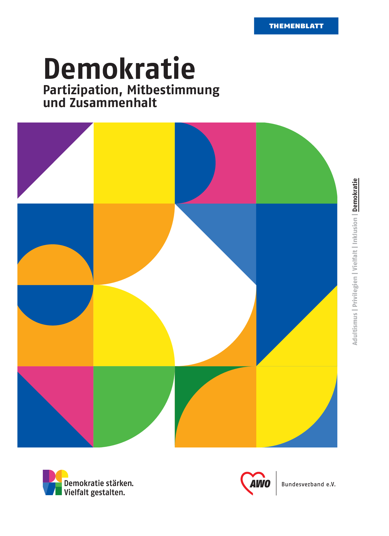 Cover von Themenblatt: Demokratie. Partizipation, Mitbestimmung und Zusammenhalt