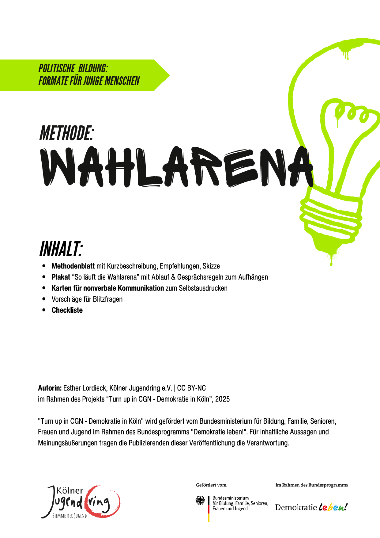 Cover von Politische Bildung: Formate für junge Menschen. Methode: Wahlarena