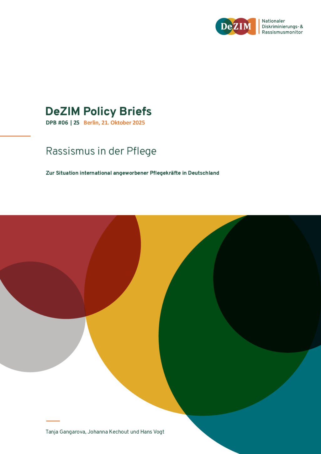 Cover von DeZIM Policy Briefs: Rassismus in der Pflege. Zur Situation international angeworbener Pflegekräfte in Deutschland