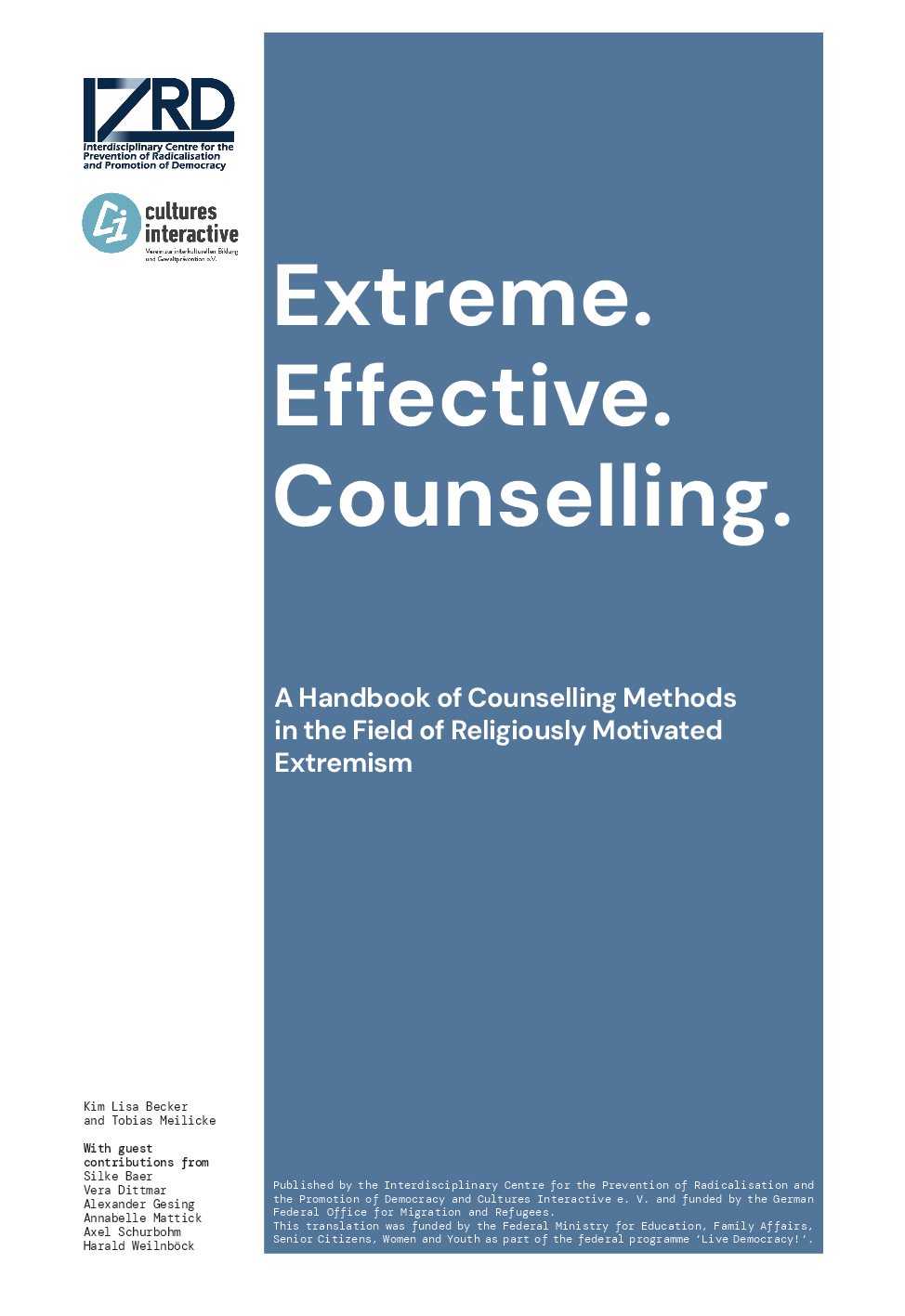 Cover von Extreme. Effective. Counselling. A Handbook of Counselling Methods in the Field of Religiously Motivated Extremism
