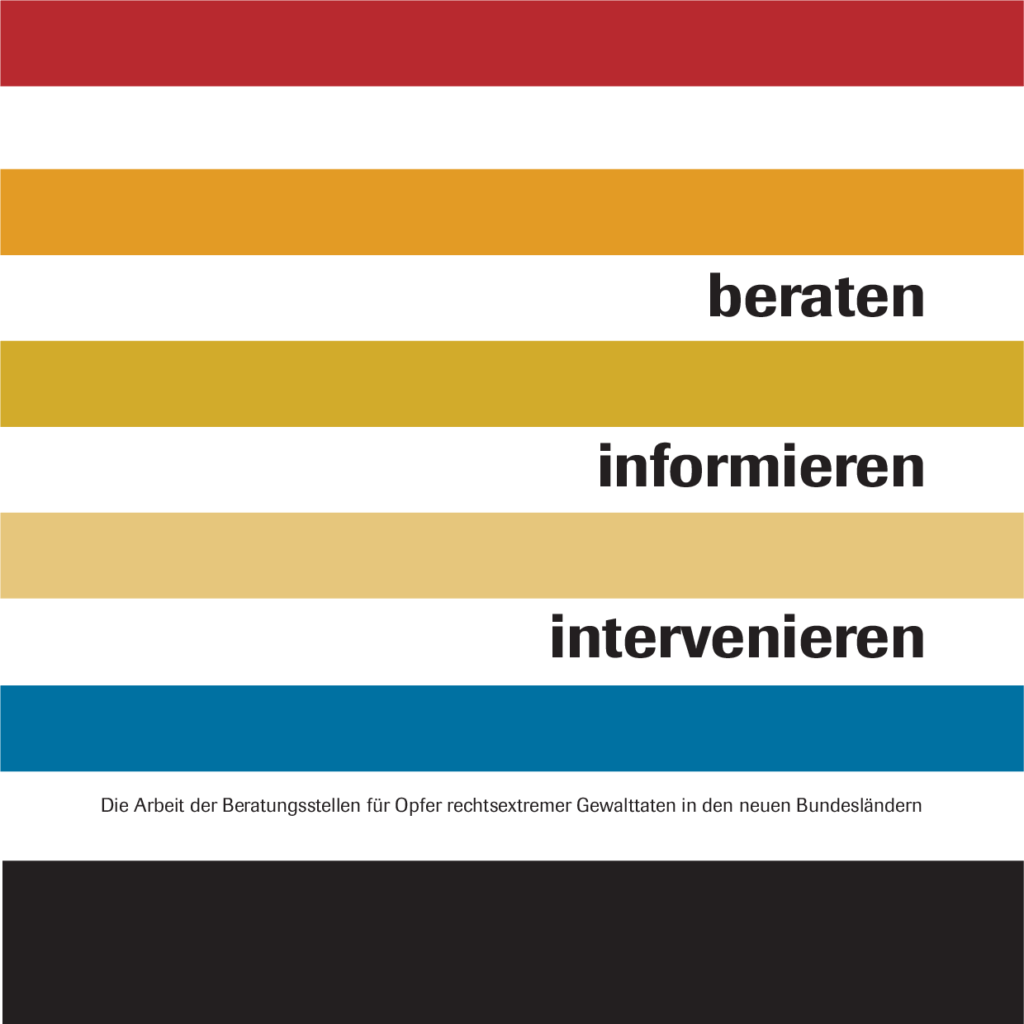 Cover von beraten. informieren. intervenieren. Die Arbeit der Beratungsstellen für Opfer rechtsextremer Gewalttaten in den neuen Bundesländern