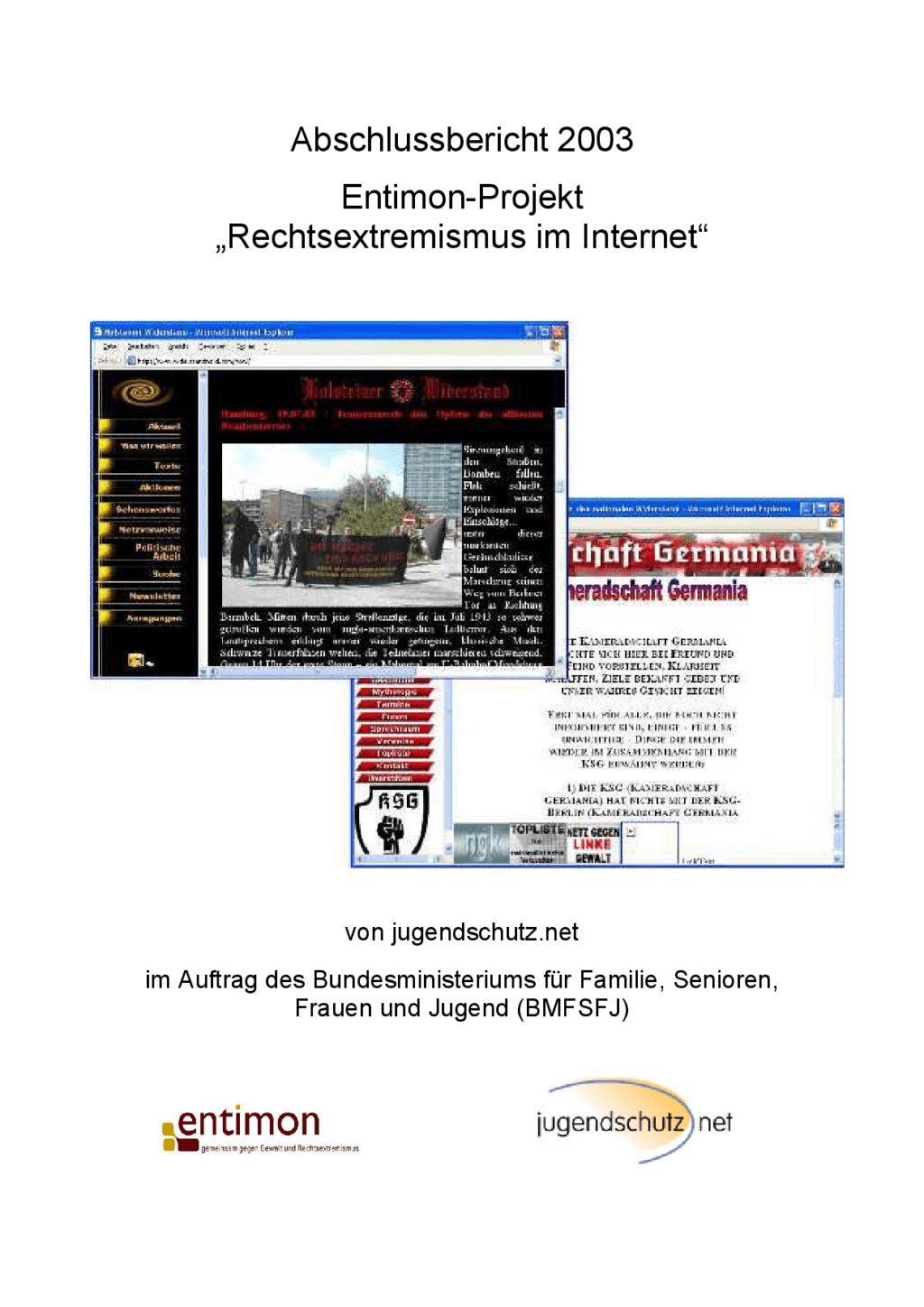 Cover von Abschlussbericht 2003. Entimon-Projekt "Rechtsextremismus im Internet"