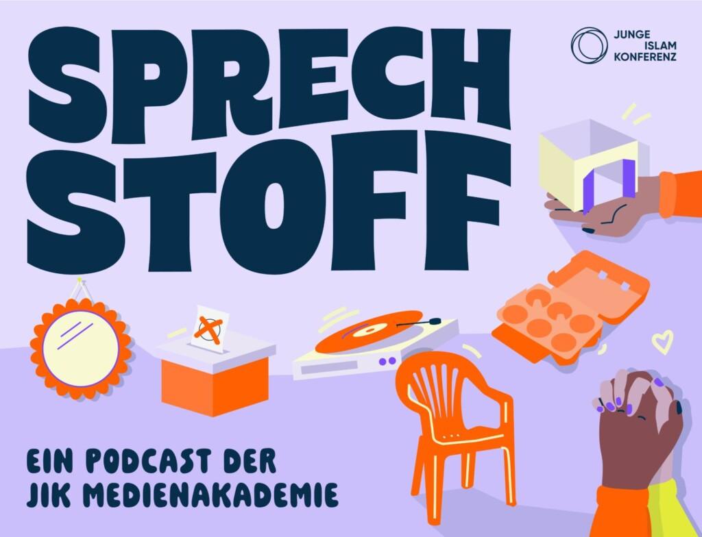 Cover von Podcast-Reihe Sprech­stoff. Neue Perspektiven hören der JIK Medienakademie.