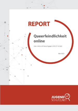 Cover von Report: Queerfeindlichkeit online. Hass, Hetze und Gewalt gegen LGBTIQ* im Netz