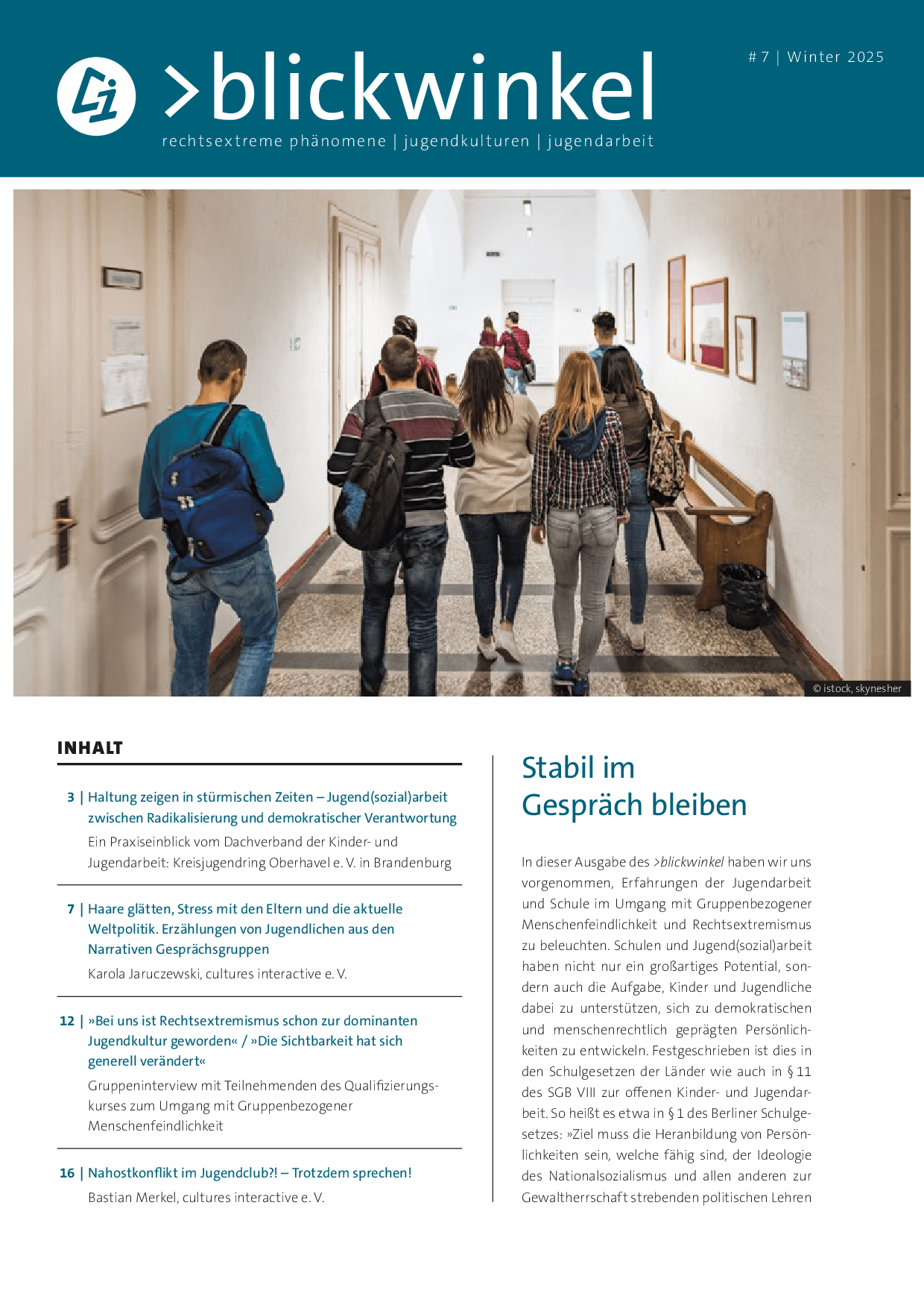 Cover von blickwinkel. rechtsextreme phänomene – jugendkulturen – jugendarbeit #7/Winter 2025