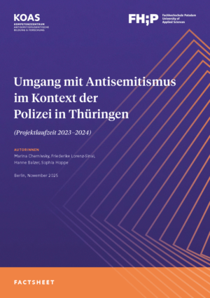 Cover von Factsheet: Umgang mit Antisemitismus im Kontext der Polizei in Thüringen (Projektlaufzeit 2023–2024)