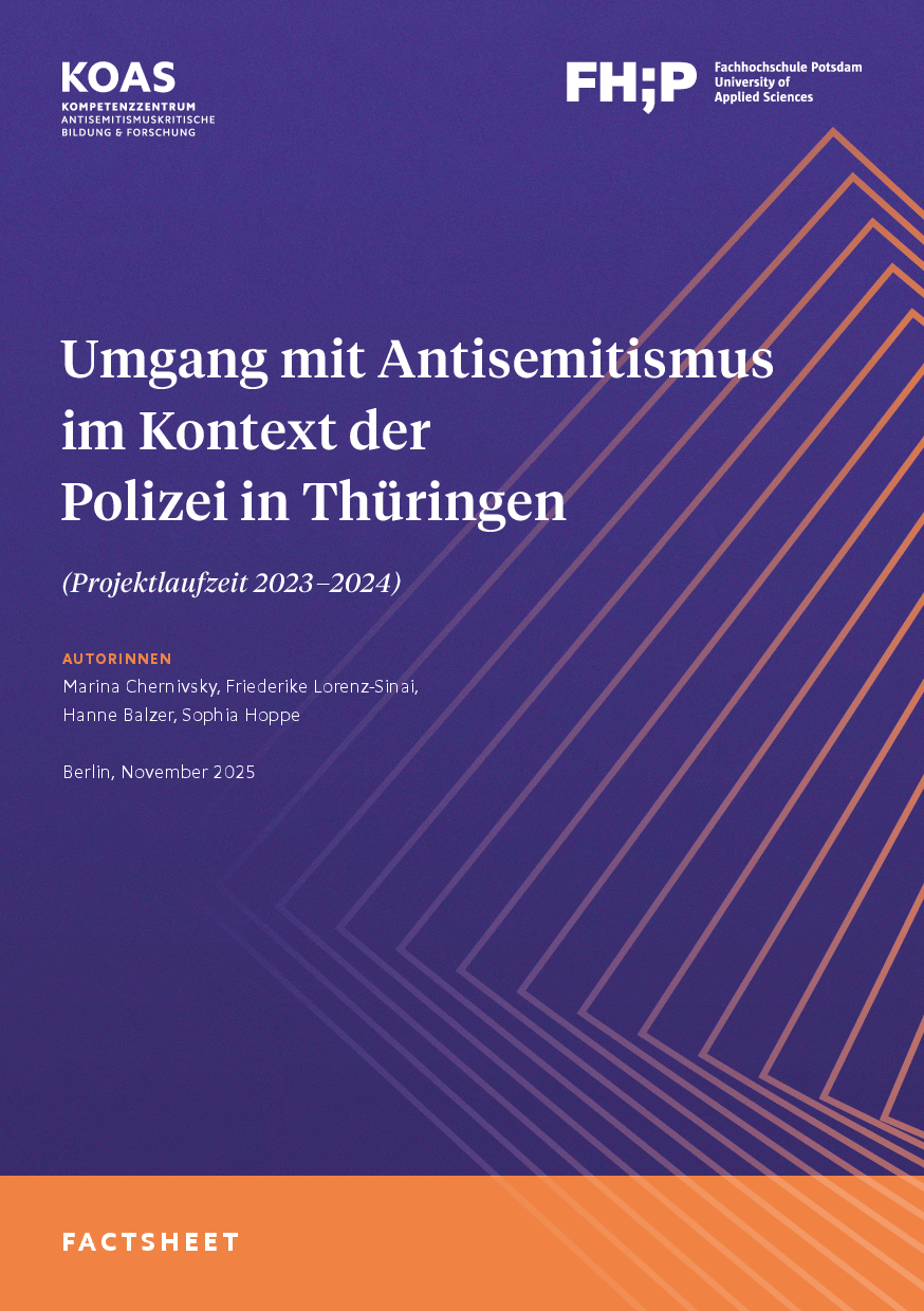 Cover von Factsheet: Umgang mit Antisemitismus im Kontext der Polizei in Thüringen (Projektlaufzeit 2023–2024)