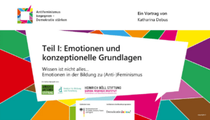 Cover zur Vortragsreihe "Wissen ist nicht alles...Emotionen in der Bildung zu Antifeminismus"