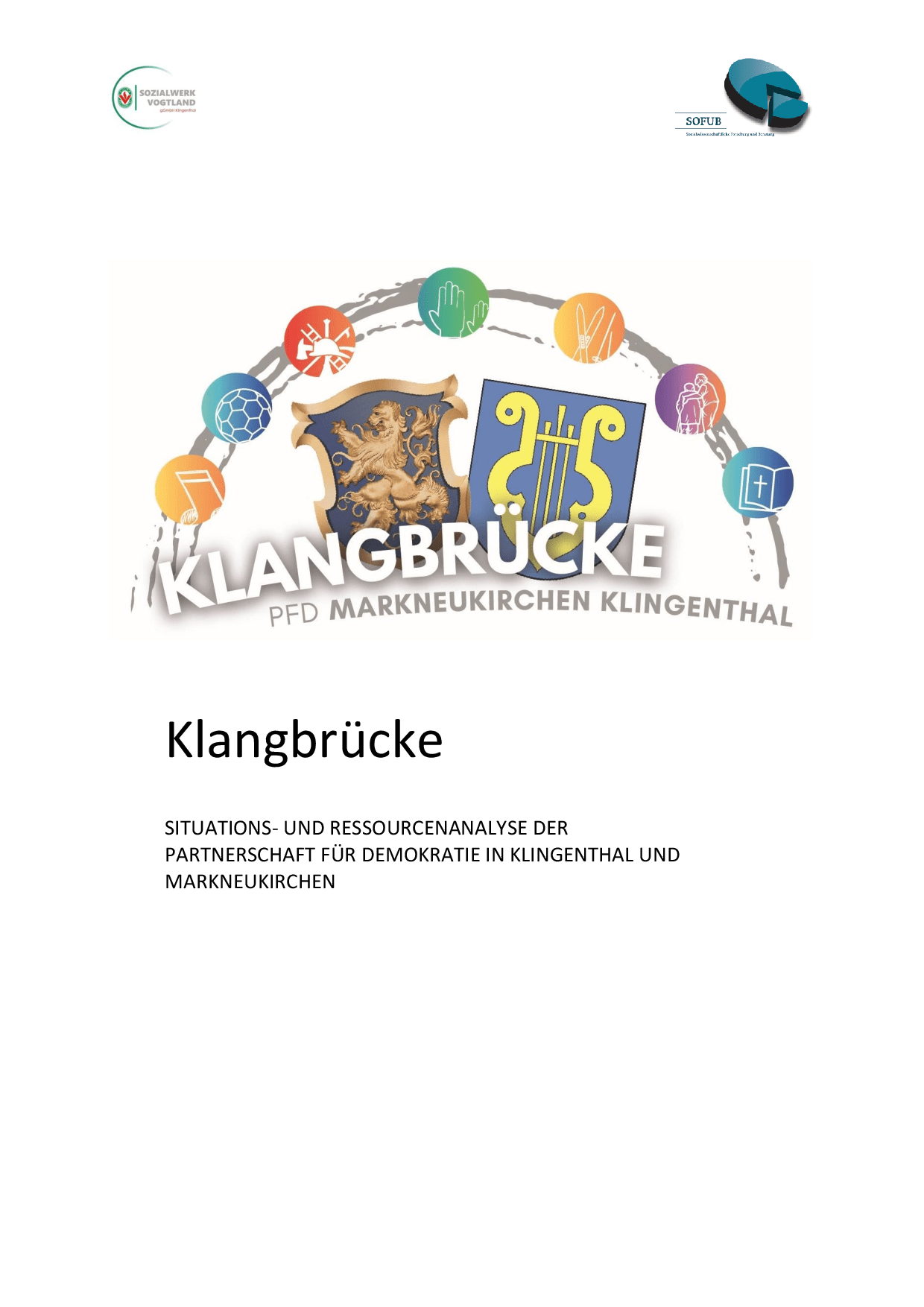 Cover von Klangbrücke. Situations- und Ressourcenanalyse der Partnerschaft für Demokratie in Klingenthal und Markneukirchen