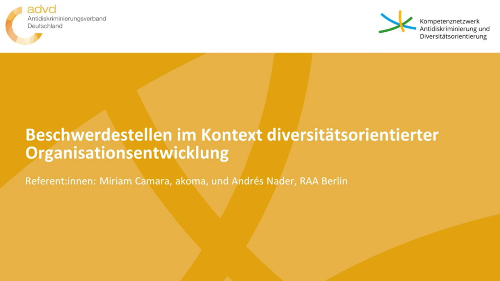 Bild zum Vortrag Beschwerdestellen im Kontext diversitätsorientierter Organisationsentwicklung