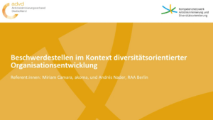 Bild zum Vortrag Beschwerdestellen im Kontext diversitätsorientierter Organisationsentwicklung